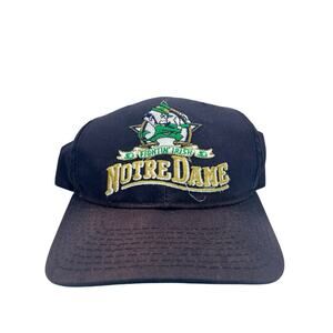 Vintage 90s Notre Dame Fighting Irish Snapback Hat by Starter Navy Gold